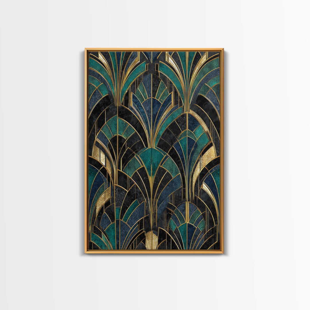 Black and Gold Sunburst Pattern Canvas Print, Art Deco Art, Contemporary Art, Living Room Decor, Glamour, Mid Century Modern, ADA-2x3-10