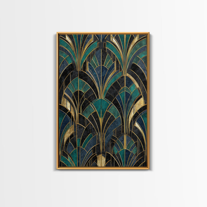 Black and Gold Sunburst Pattern Canvas Print, Art Deco Art, Contemporary Art, Living Room Decor, Glamour, Mid Century Modern, ADA-2x3-10
