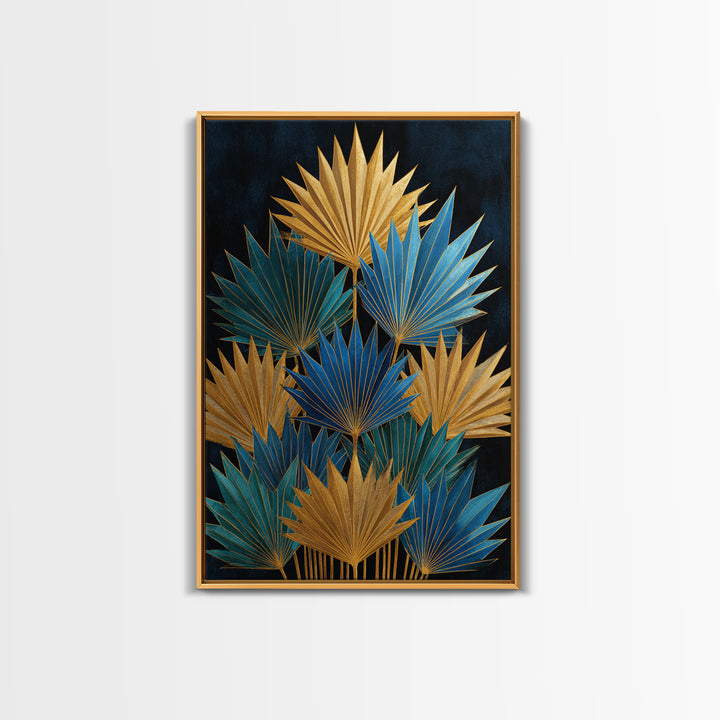 Golden Palm Fronds Arranged Canvas Print, Art Deco Art, Gallery Decor, Living Room Decor, Fine Art, Glamour, Wall Art, ADA-2x3-16