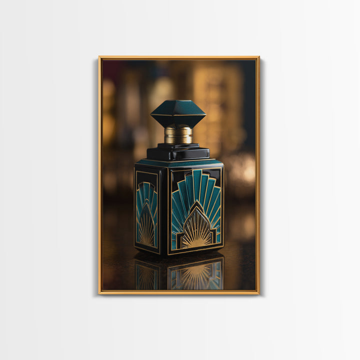 Ornate Perfume Bottle Framed Canvas Print, Art Deco Art, Home Decor, Living Room Decor, Fine Art, Glamour, Boho, Art Nouveau, ADA-2x3-18