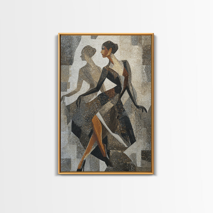 Deco Dancer in Beaded Dress and Angular Canvas Print, Art Deco Art, Canvas, Living Room Decor, Glamour, Wall Art Print, ADA-2x3-39
