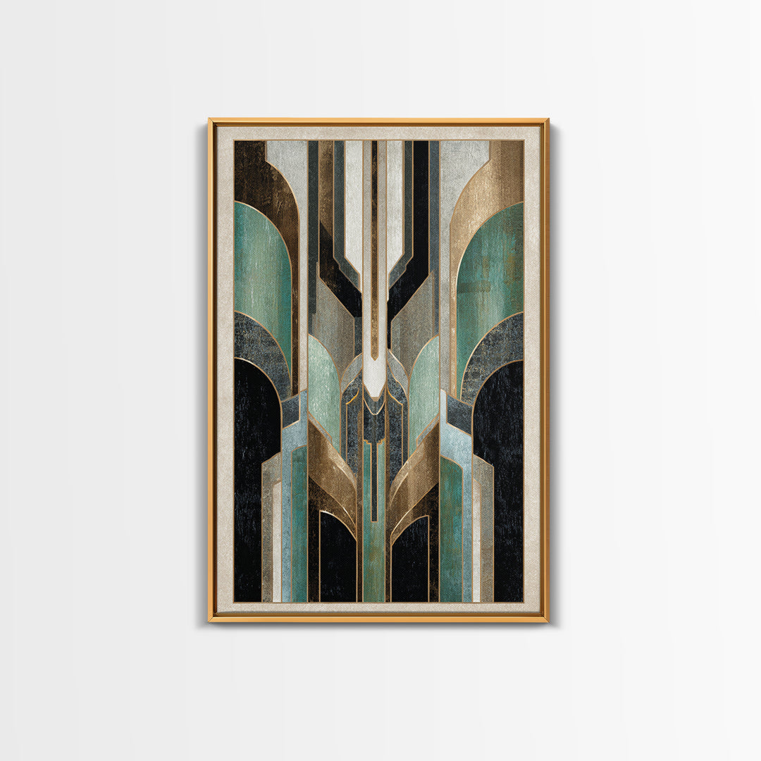 Abstract Stepped Arches Framed Canvas Print, Art Deco Art, Printable, Living Room Decor, Abstract Art, Glamour, ADA-2x3-98