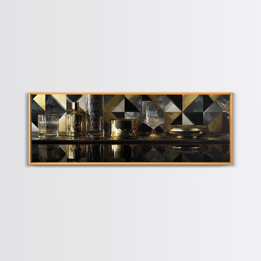 Luxury Cocktail Glass Framed Canvas Print, Art Deco Art, Gallery Decor, Living Room Decor, Fine Art, Glamour, Wall Art, ADA-3x1-69
