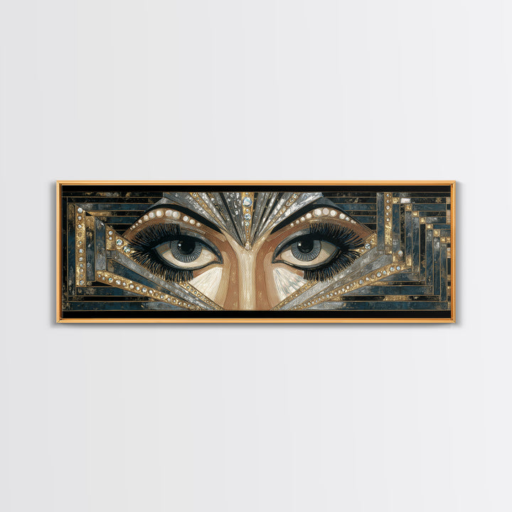 Flapper Portrait with Pearl Strands and Dramatic Canvas Print, Art Deco Art, Digital Art, Living Room Decor, Fine Art, Glamour, ADA-3x1-78