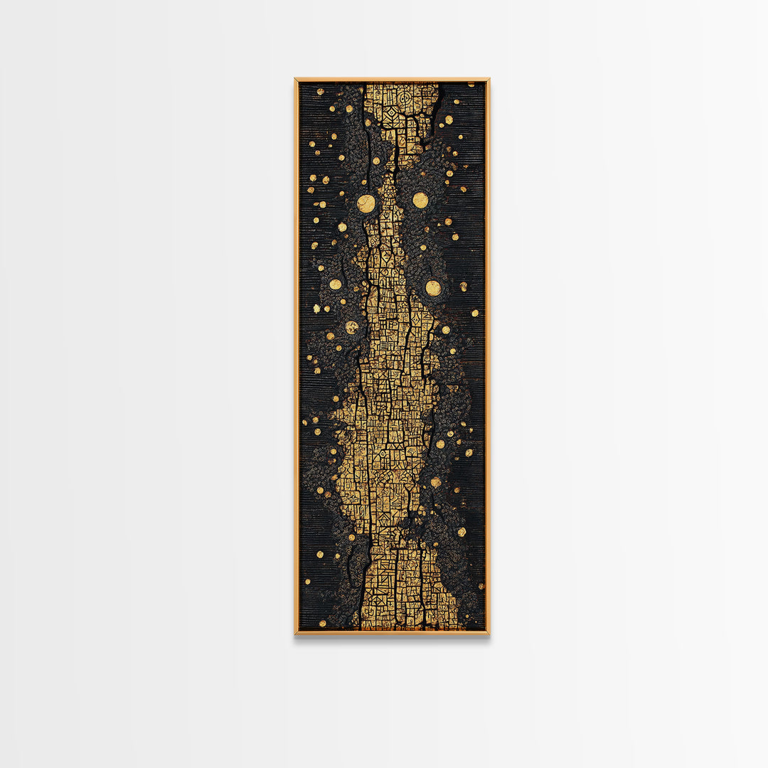 Black And Gold Ancestral Path, Abstract African Art, Luxury Wall Art, Spiritual Decor, Premium Canvas Print Gift For Home