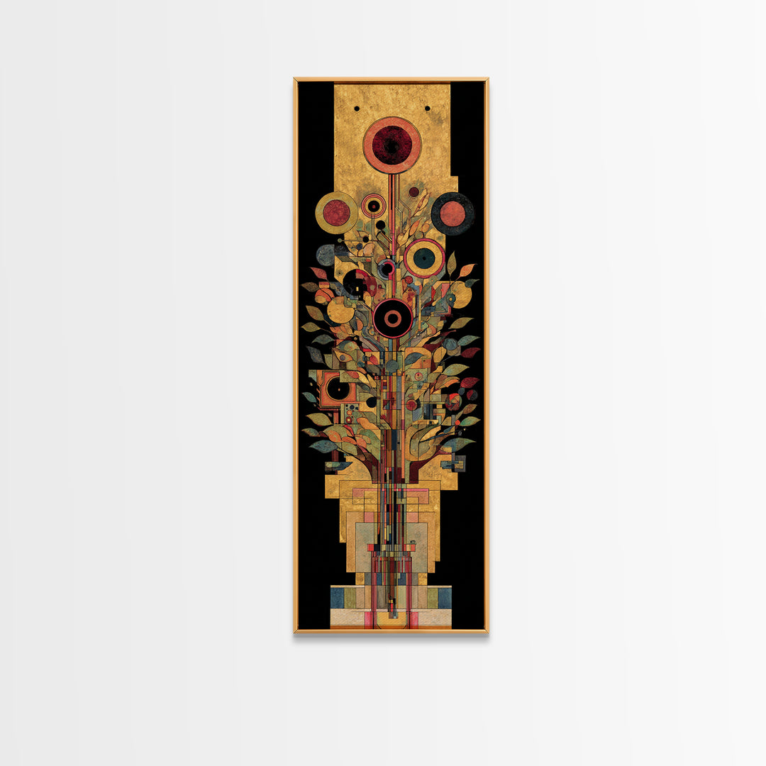 Gold Botanical African Tree Of Life Canvas Print, Geometric Floral Wall Decor, Elegant Afrocentric Art For Living Room Decor