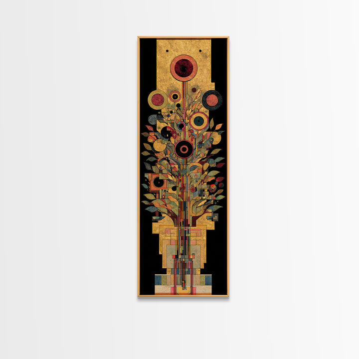Gold Botanical African Tree Of Life Canvas Print, Geometric Floral Wall Decor, Elegant Afrocentric Art For Living Room Decor