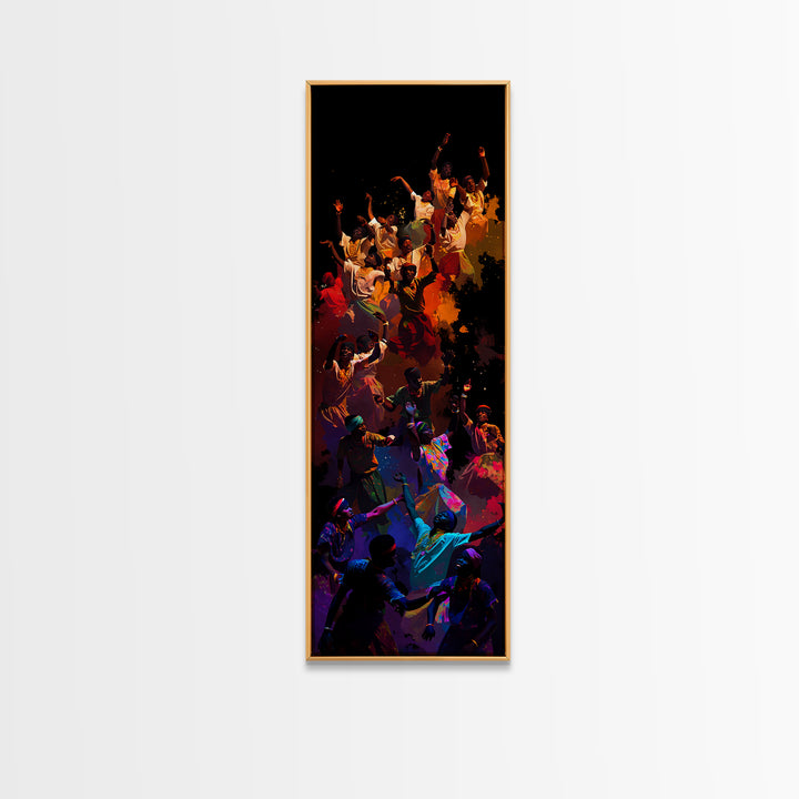 Joyful African Celebration Dance Wall Art, Colorful Afrocentric Canvas, Black Culture Art Print, Vibrant Home Decor Gift