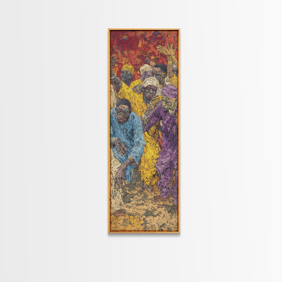 Vibrant African Festival Crowd Wall Art, Colorful Dance Canvas Print, Afrocentric Black Culture Statement Home Decor Gift