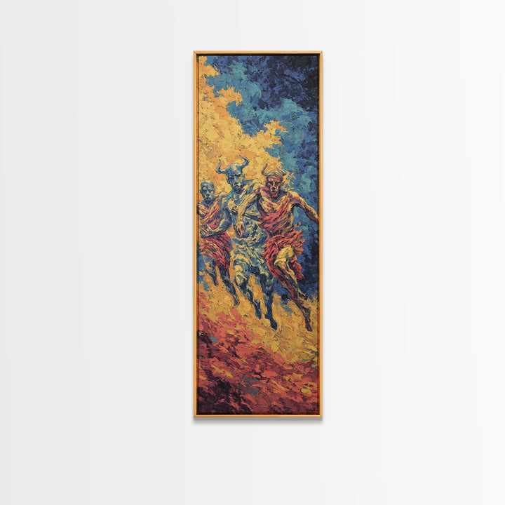 Colorful African Runners In Dust Canvas Print, Modern African Art Wall Art, Vibrant Tribal Decor, Dynamic Cultural Art Gift