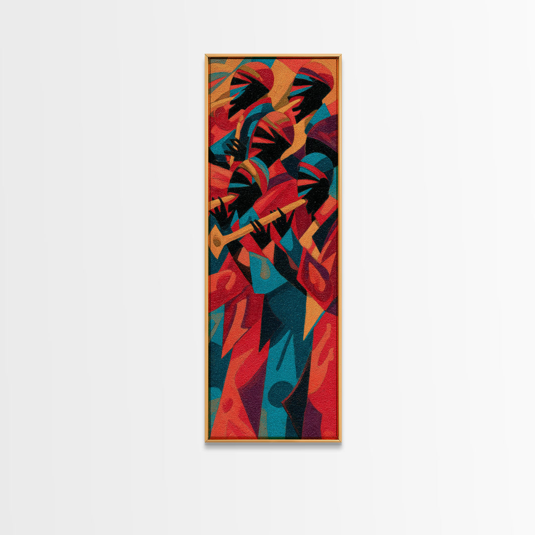 Abstract African Jazz Musicians Wall Art, Tribal Art Print, Afrocentric Decor, Bold Colorful Canvas Print, Music Lover Gift