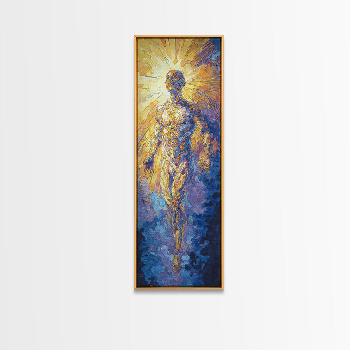 Radiant Golden Ascending Spirit Wall Art, Spiritual African Inspired Art, Abstract Figure Canvas Print, Dreamy Home Decor