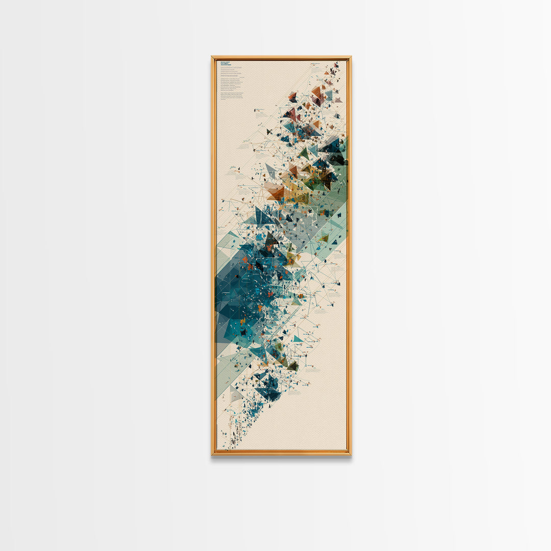 Teal Gold Abstract Shards Wall Art, Modern Geometric African Inspired Canvas Decor, Minimalist Office Art, Unique Home Decor