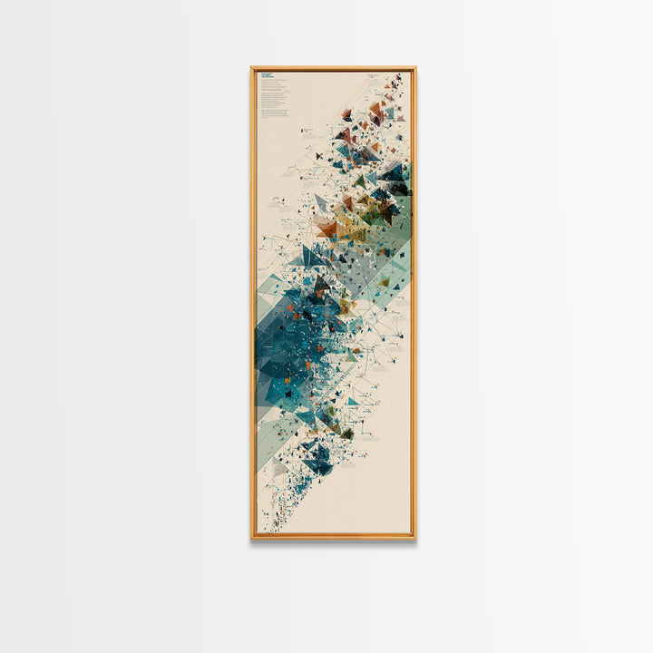 Teal Gold Abstract Shards Wall Art, Modern Geometric African Inspired Canvas Decor, Minimalist Office Art, Unique Home Decor
