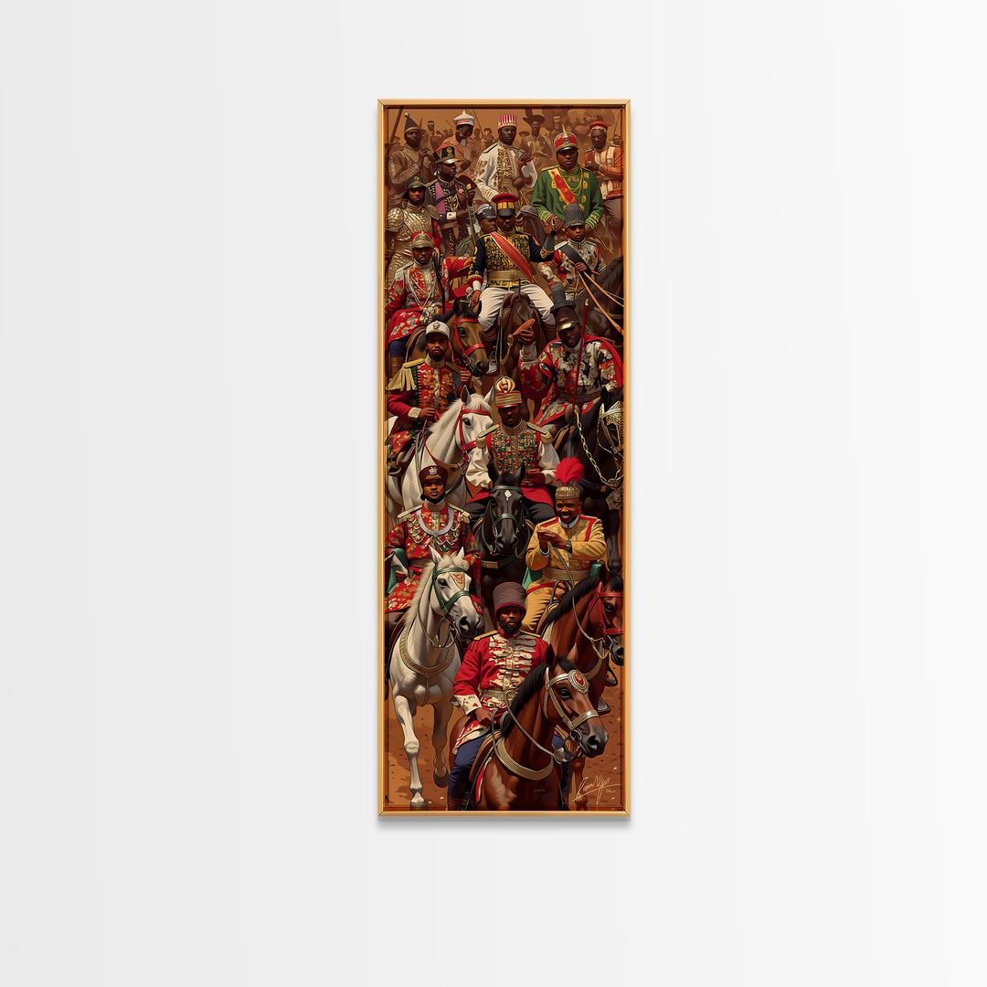 Grand African Cavalry Procession With Kings Wall Art, African Tribal Art Print, Black Culture Art, Statement Wall Decor Gift
