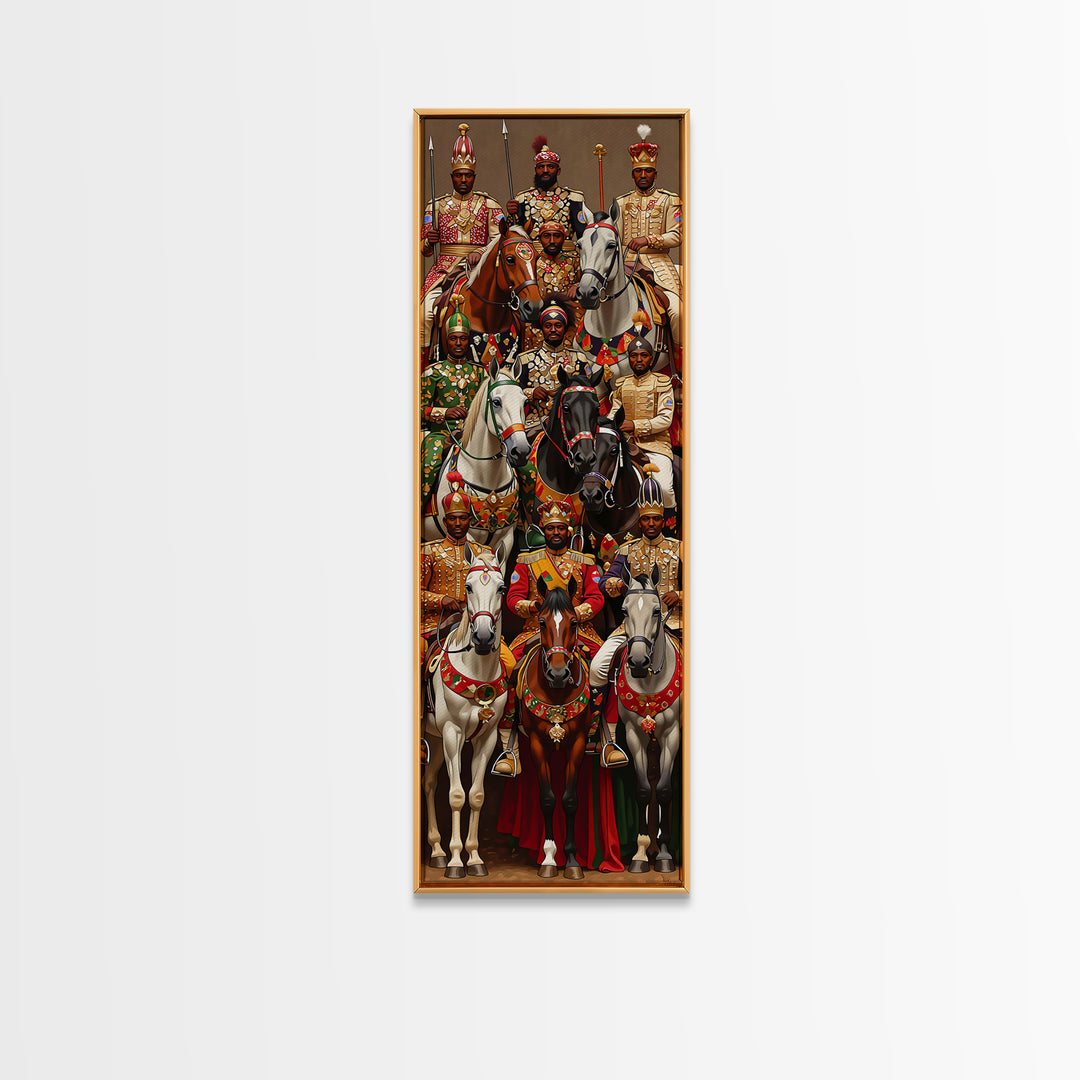 Regal African Horseback Warriors In Ceremony Wall Art, African American Art, African Tribal Decor, Afrocentric Artwork Gift