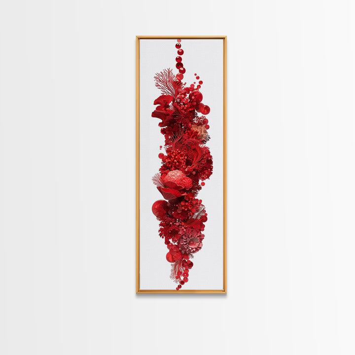 Red Coral Floral Abstract Sculpture Canvas Print, Modern African Art, Abstract Wall Art, Botanical Home Decor, Statement Gift