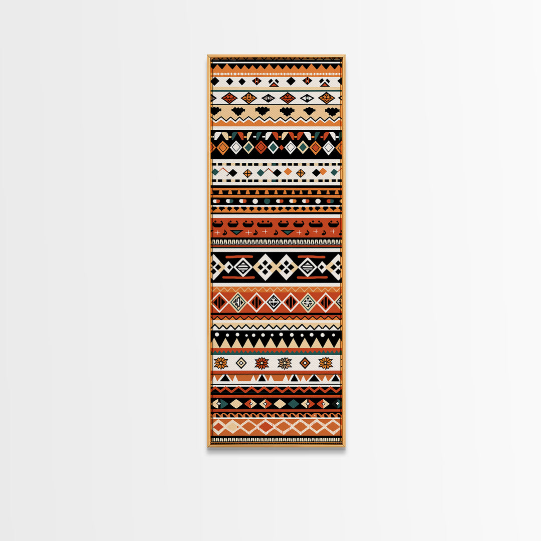 Orange Black And Teal African Patterns Wall Art, Tribal Textile Print, Ankara Inspired Decor, Boho Cultural Home Decoration