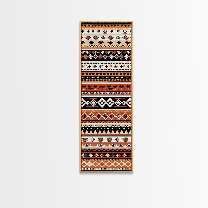 Orange Black And Teal African Patterns Wall Art, Tribal Textile Print, Ankara Inspired Decor, Boho Cultural Home Decoration
