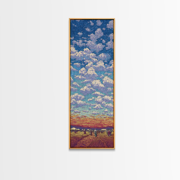 Sunset Cloud Prairie Landscape Framed Canvas Print, Dreamy Sky Wall Art, Nature Scene Art For Living Room Decor, Housewarming Gift
