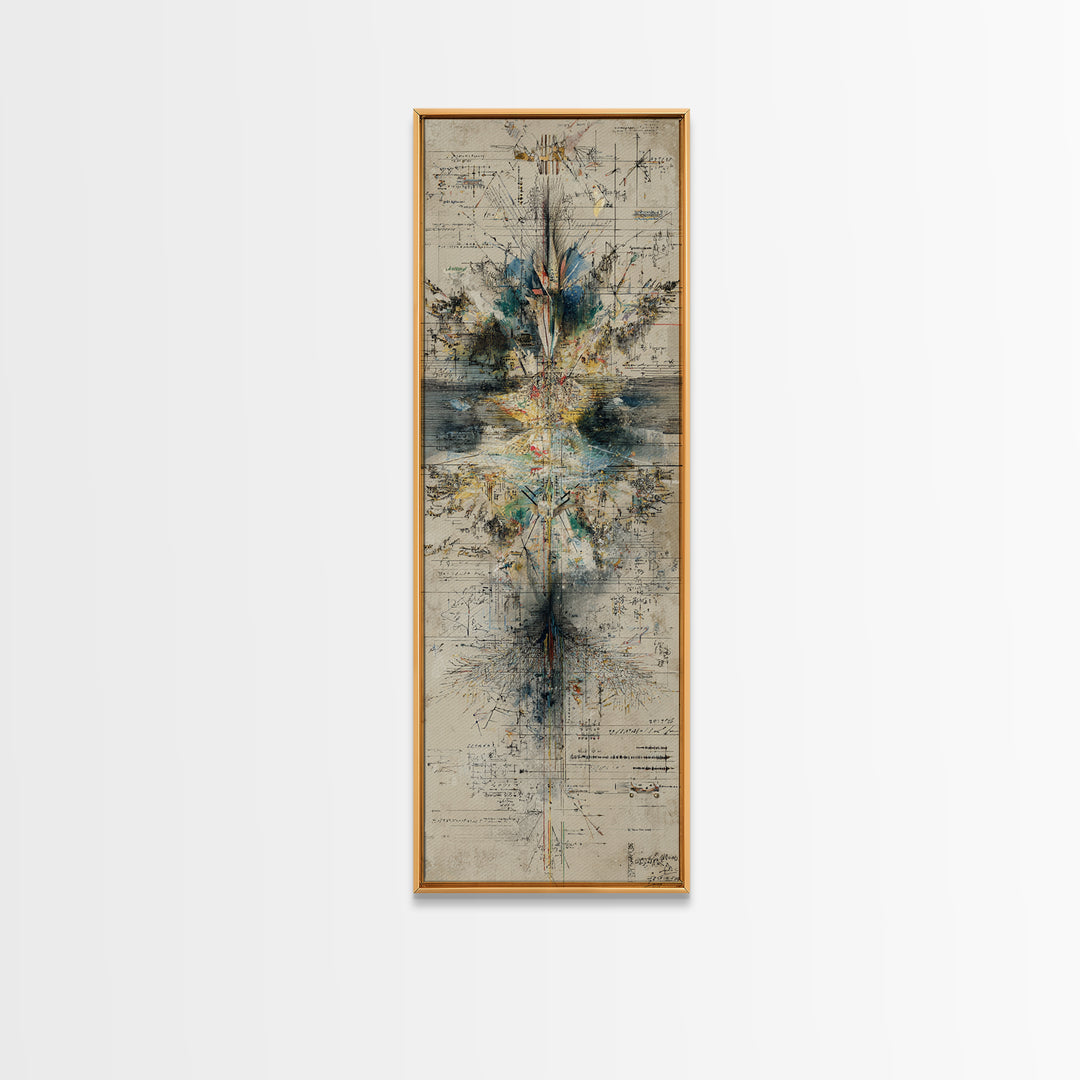 Architectural Geometry Abstract Wall Art, Blueprint Style Canvas Print, Modern Minimalist Office Decor, Statement Gift For Him