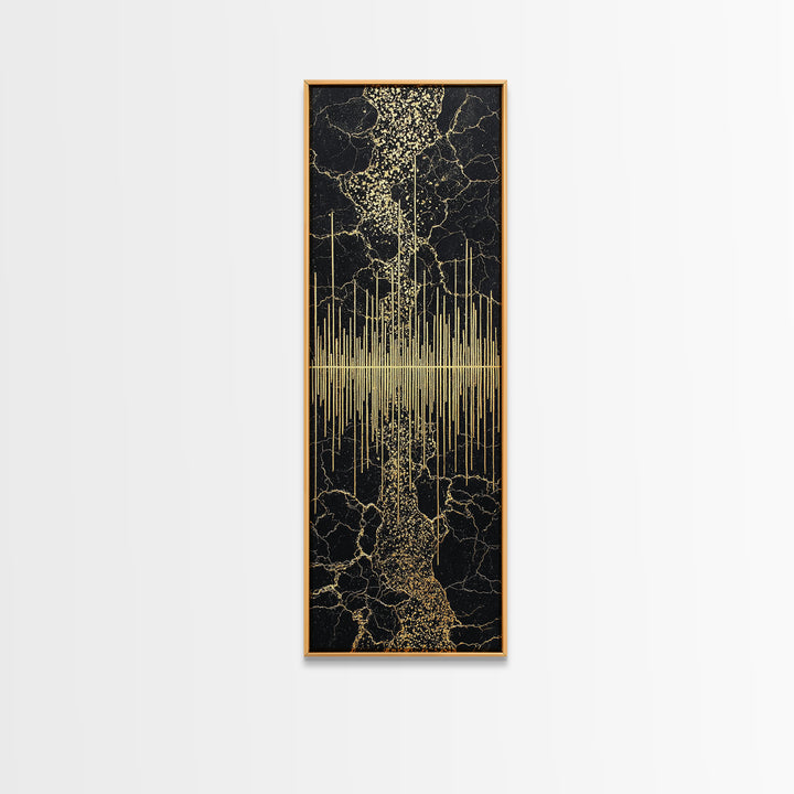 Black And Gold Abstract Soundwave Wall Art, Luxury Canvas Print, Modern Geometric Decor, Elegant Statement Home Decor Gift
