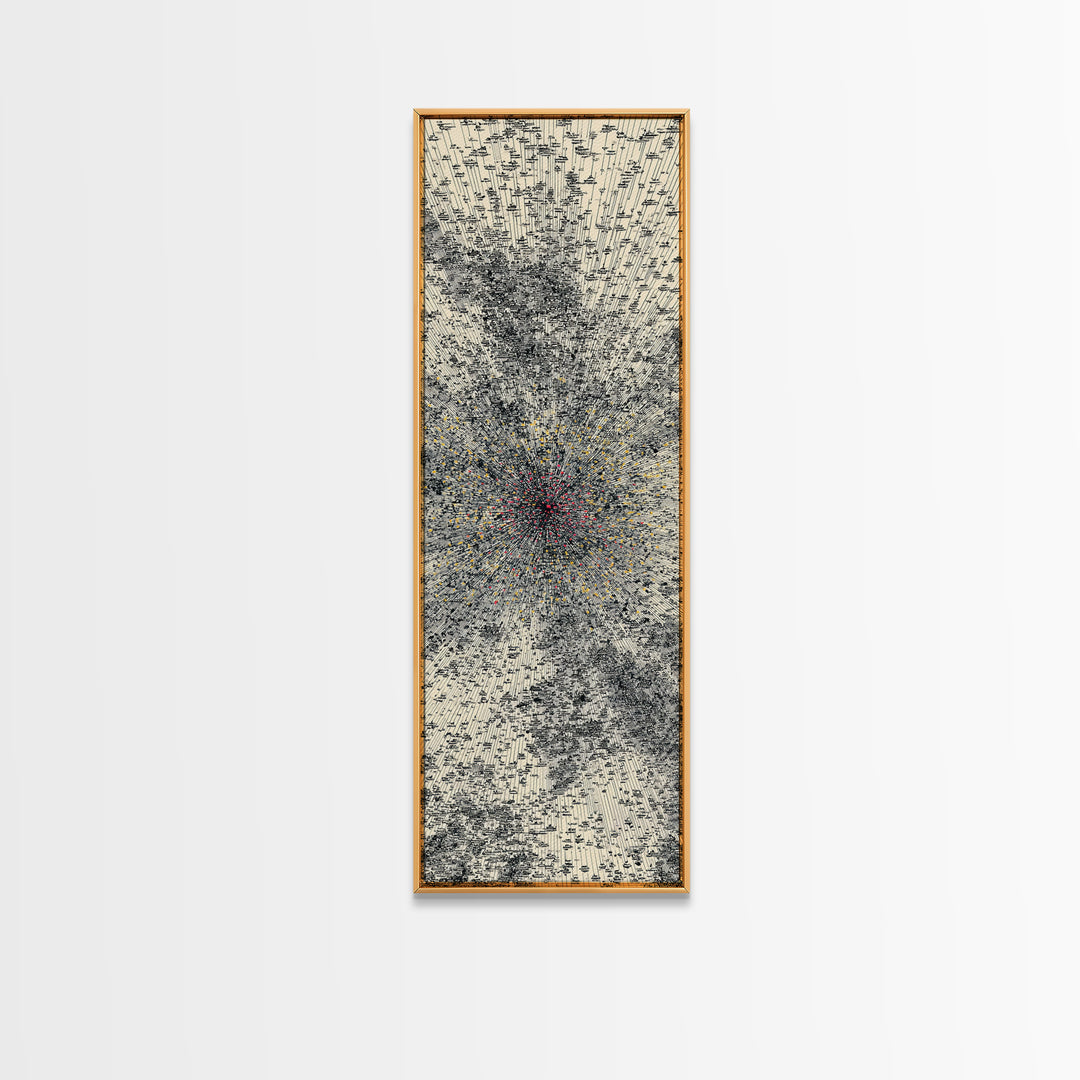 Abstract Cream Black Energy Burst Wall Art, Red Gold Center, Modern Abstract Art, Textured Art Print, Statement Wall Decor
