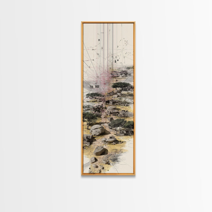 Minimal Acacia Savanna Abstract Landscape Wall Art, African Safari Print, Earth Tone Modern Canvas Decor, Unique Office Decor