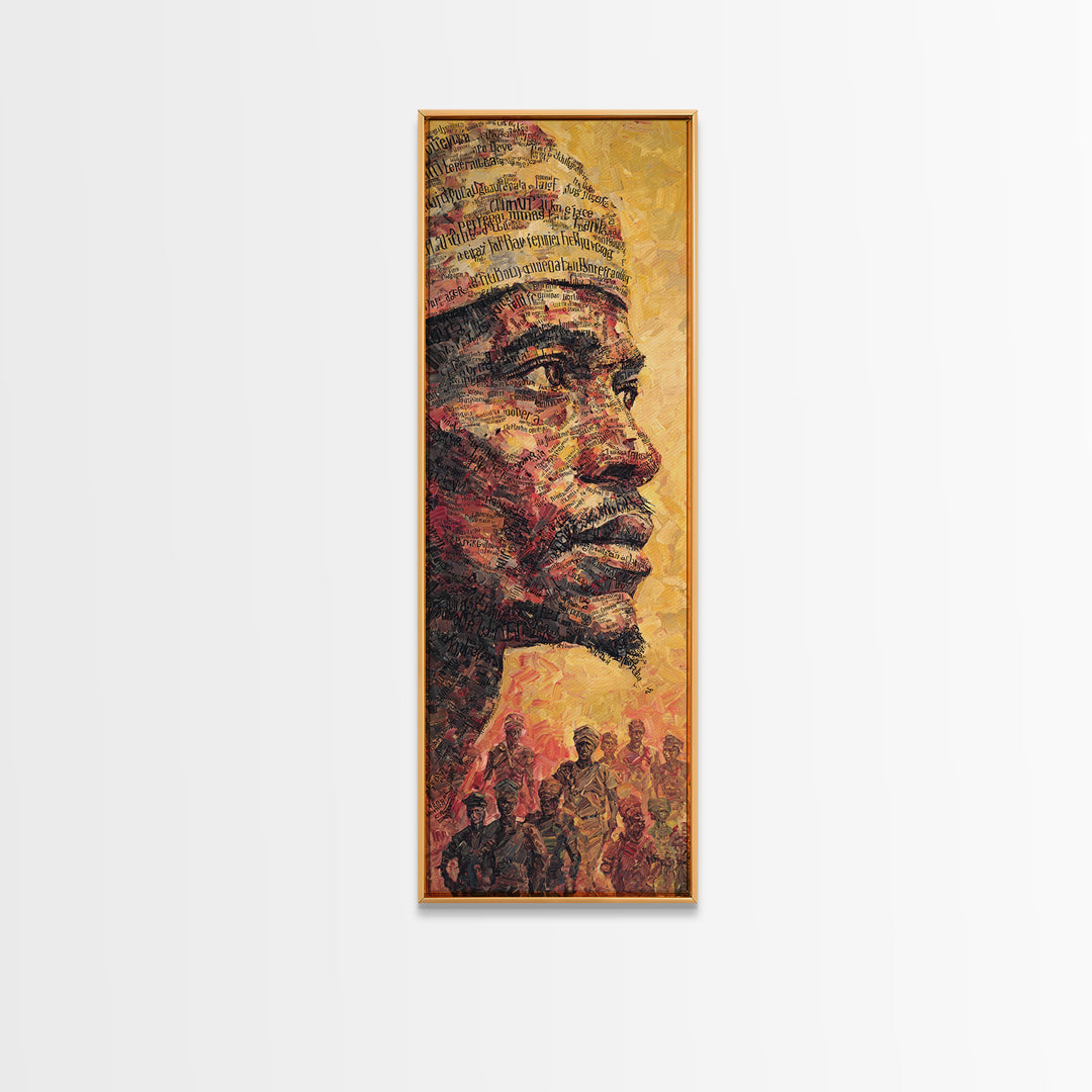 Regal African Man Profile Portrait Framed Canvas Print, Warm Orange Black Art, Tribal Warrior Culture Wall Decor, Gift For Him