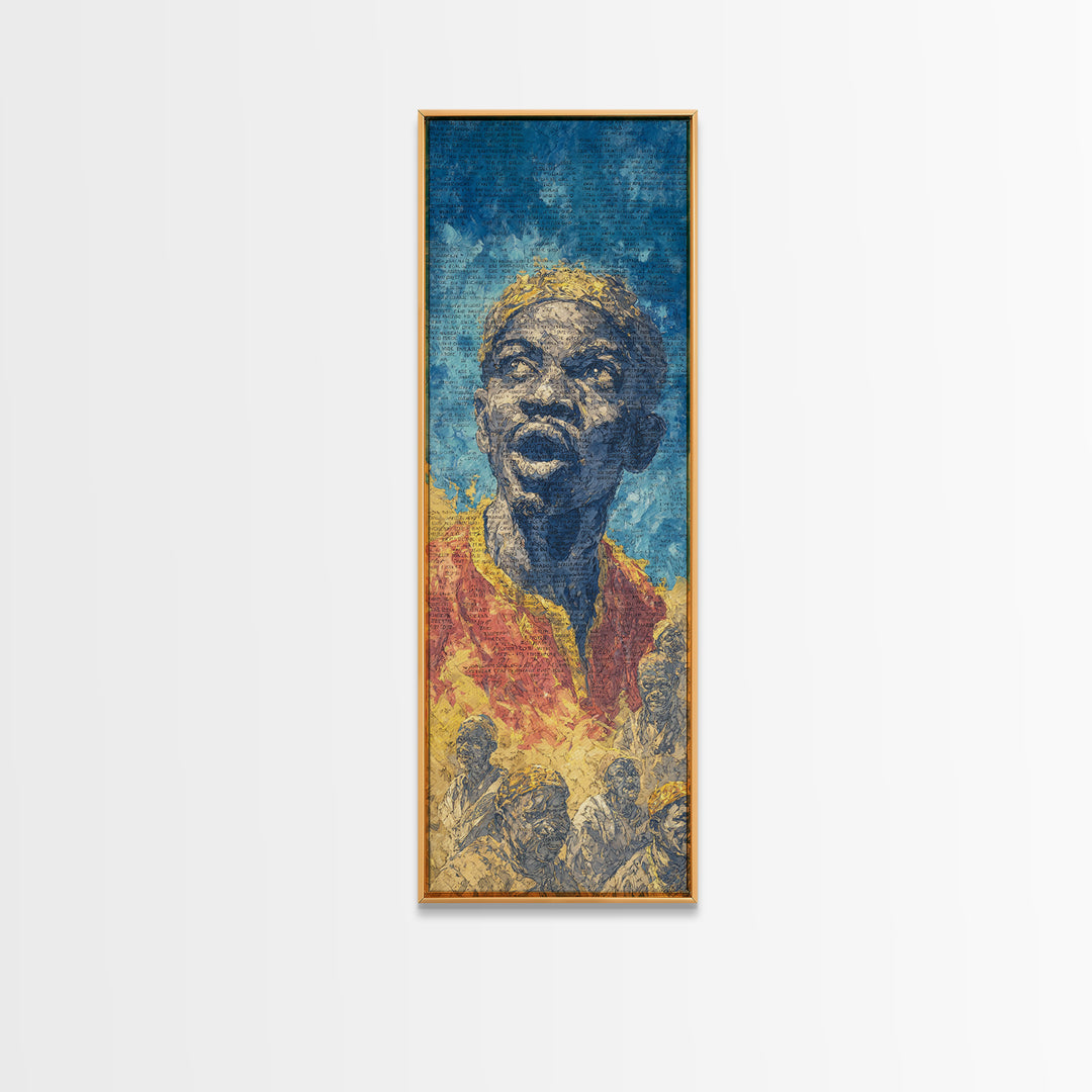 Expressive Singing Man Canvas Print, Blue African Portrait, Afrocentric Wall Decor, Black Music Art For Modern Home Gallery