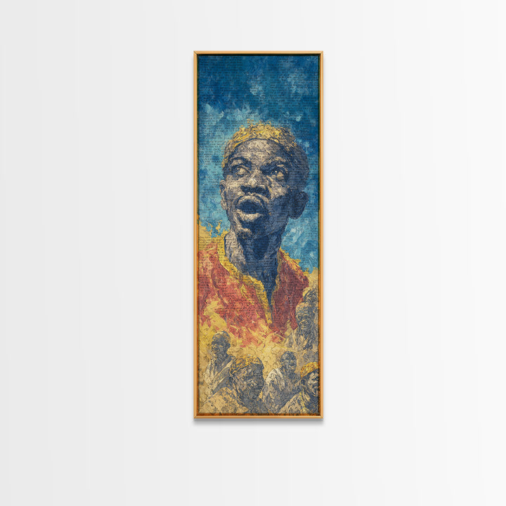 Expressive Singing Man Canvas Print, Blue African Portrait, Afrocentric Wall Decor, Black Music Art For Modern Home Gallery