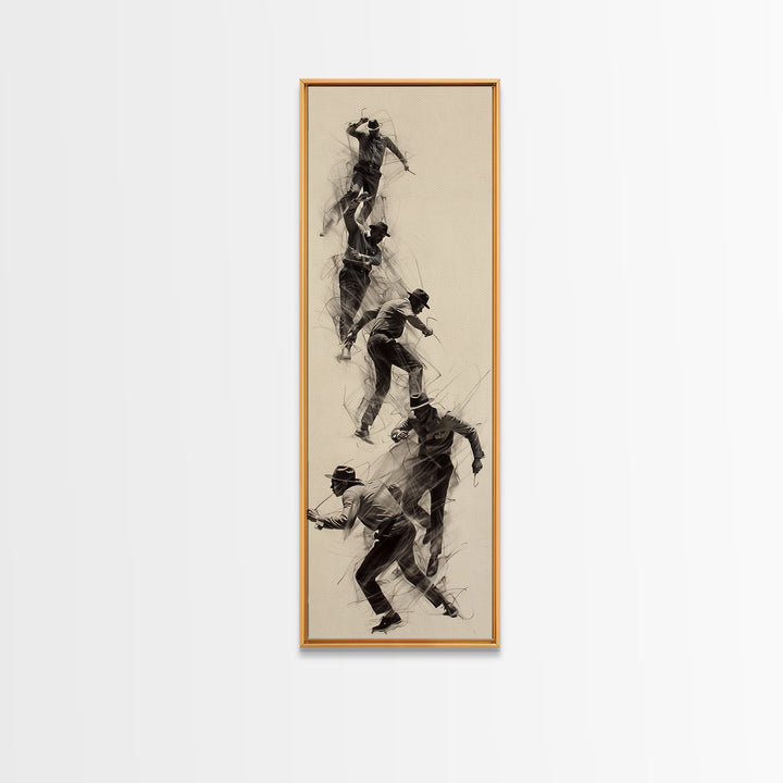 Dynamic African Climber Wall Art, Charcoal Motion Figures, Black Athlete Sketch, Modern Minimalist Decor For Home Gallery