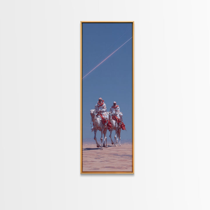 Two Desert Riders Under Blue Sky Canvas Print, African Warrior Art, Western Safari Decor, Unique Statement Wall Decor, Gift