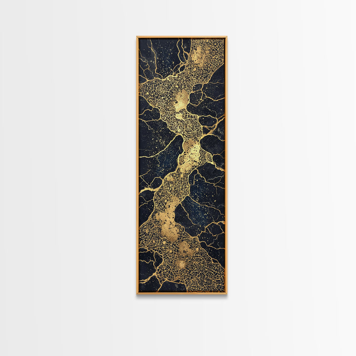 Black And Gold River Veins Wall Art, Abstract Geometric Texture, Luxury Canvas Decor, Modern Office Decor, Statement Gift