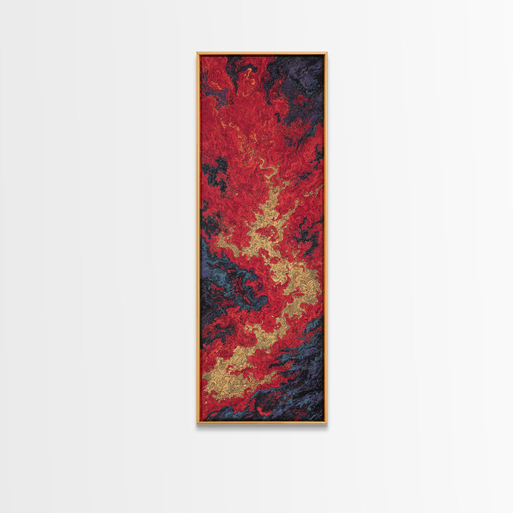 Crimson Lava River Abstract Wall Art, Fiery Red Orange Canvas Print, Bold Modern Art, Textured Painting Home Decor Gift For Him