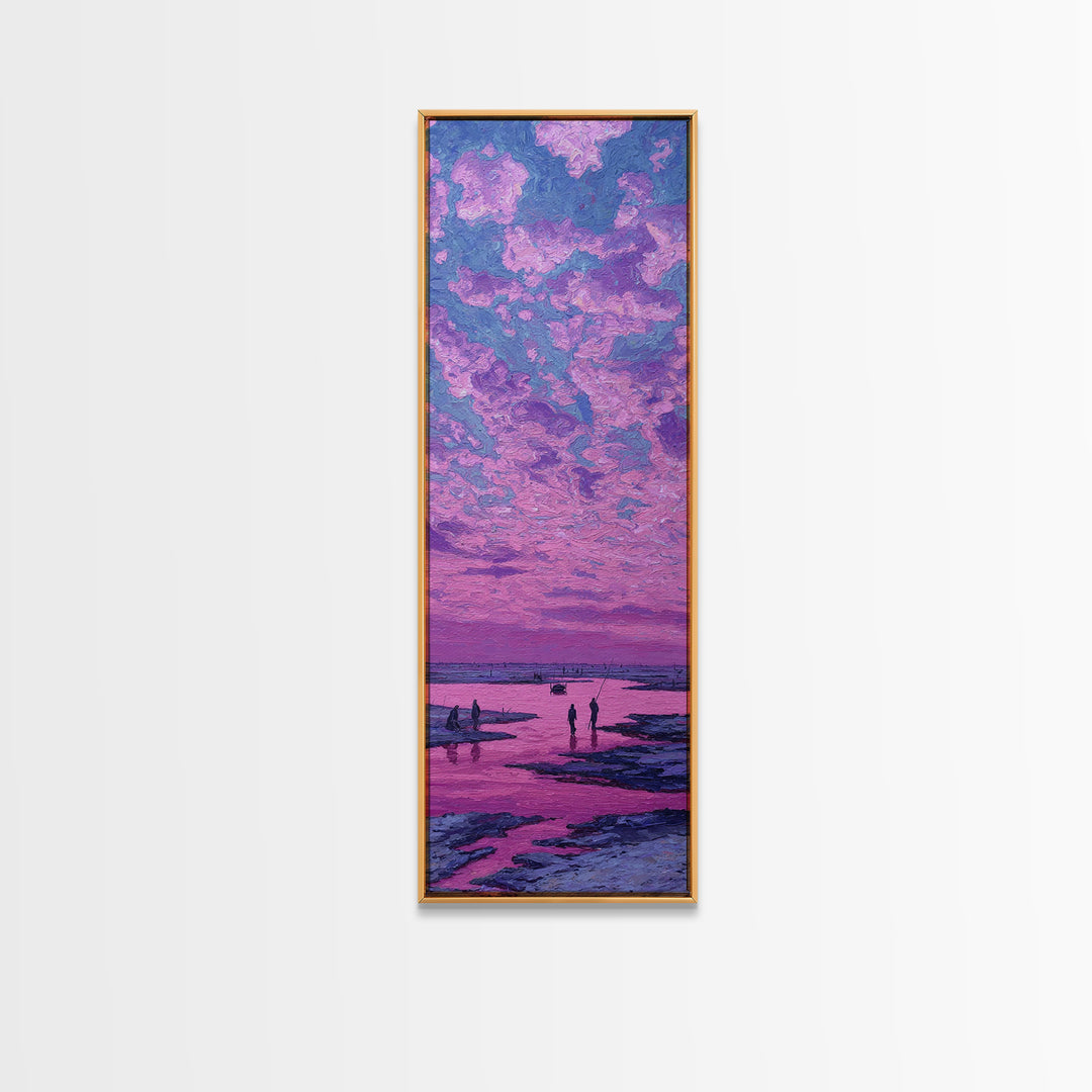 Pink Purple Coastal Sunset Sky Wall Art, Dreamy Canvas Print, Serene Beach Landscape Decor, Modern Large Living Room Gift