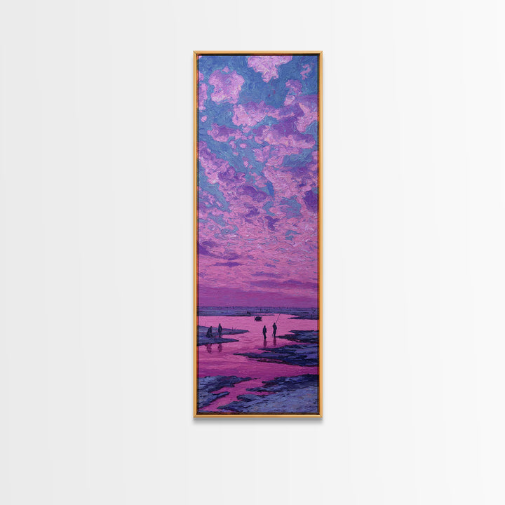 Pink Purple Coastal Sunset Sky Wall Art, Dreamy Canvas Print, Serene Beach Landscape Decor, Modern Large Living Room Gift