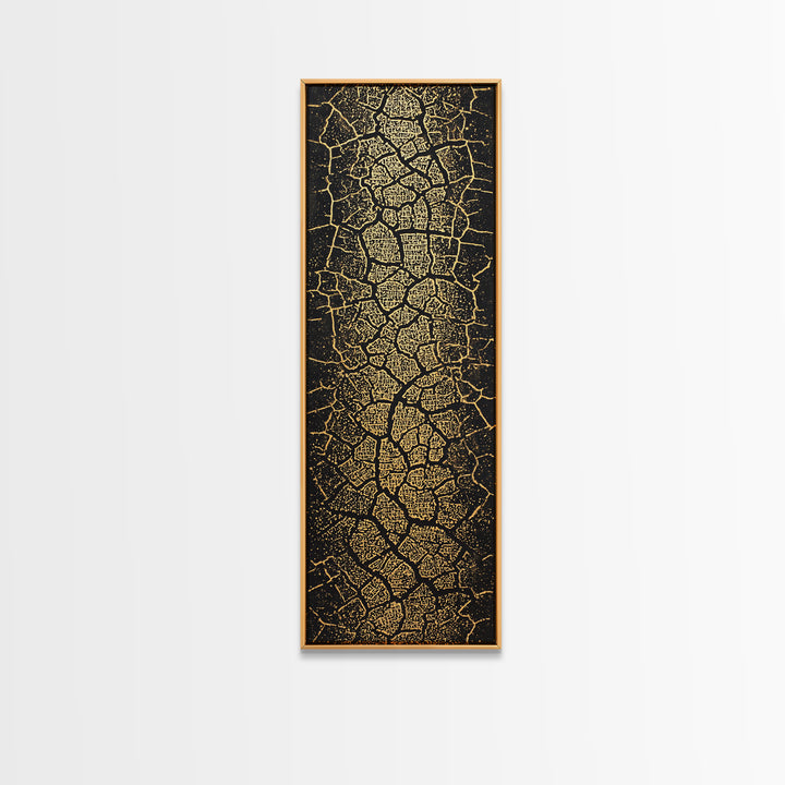 Gold On Black Abstract Map Wall Art, Tribal Maze Texture Canvas Print, African Inspired Geometric Statement Decor For Home