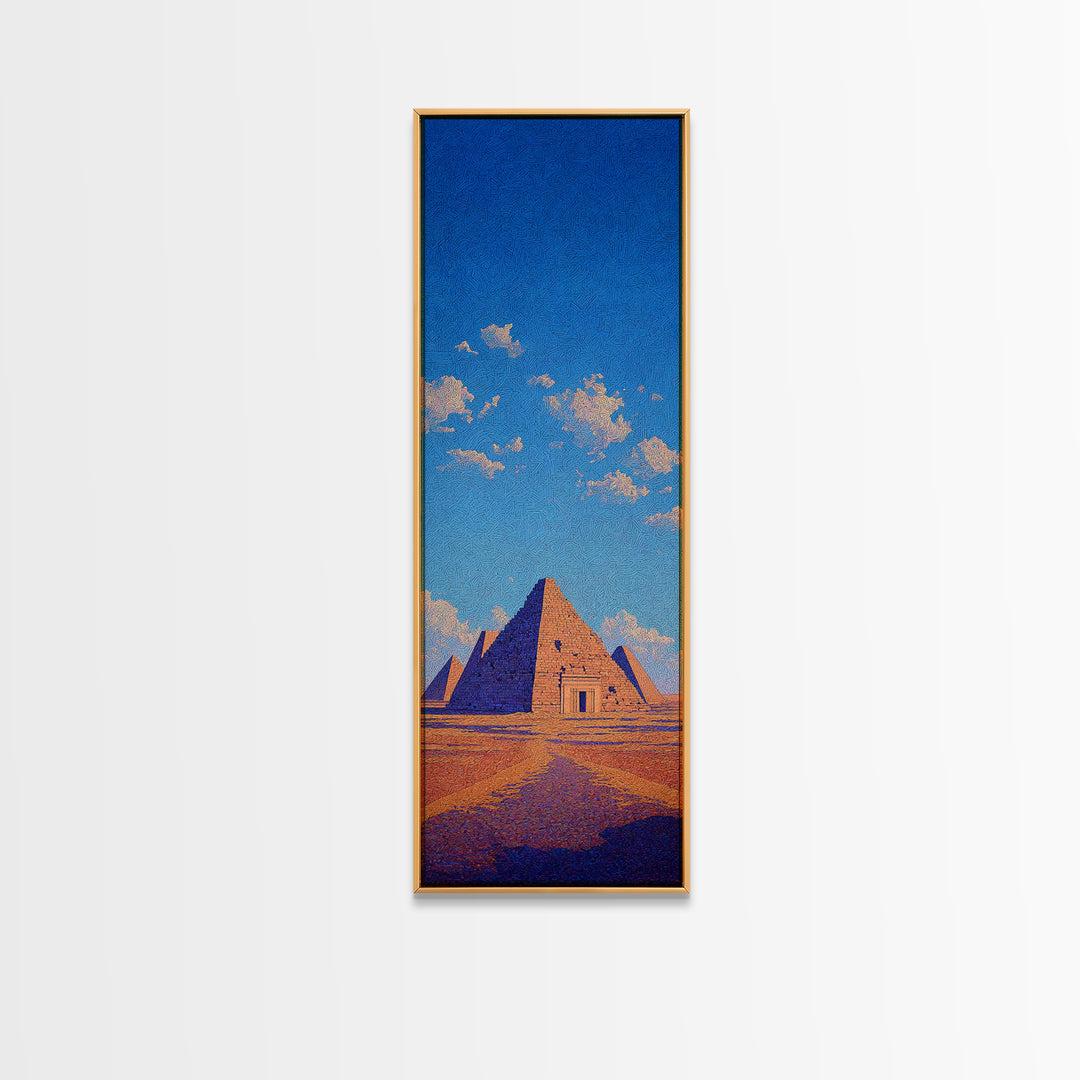 Egyptian Pyramids Blue Sky Wall Art, Ancient African Landscape Canvas Print, Desert Travel Poster Home Decor Gift For Her
