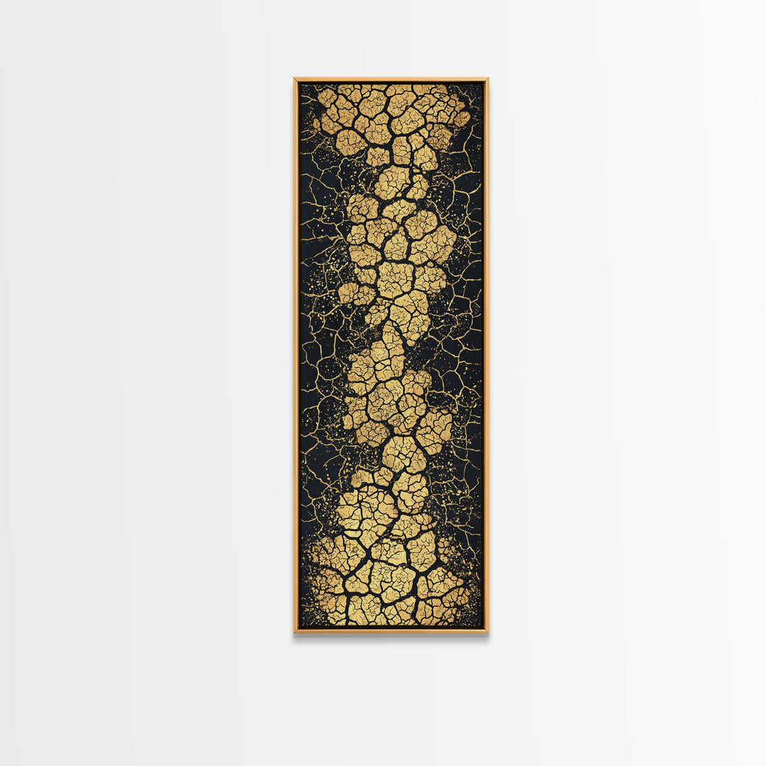 Gold Crackle River On Black Abstract Canvas Print, Luxury Art, Black And Gold Art, Statement Wall Art, Elegant Home Decor