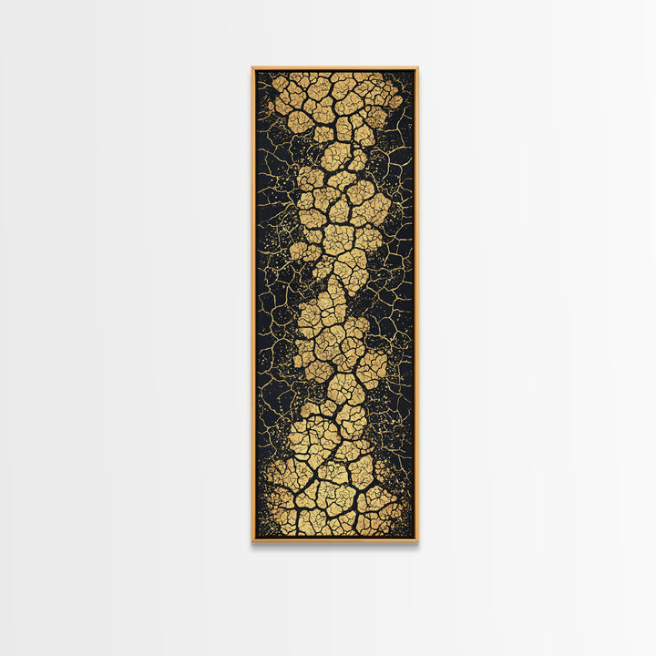 Gold Crackle River On Black Abstract Canvas Print, Luxury Art, Black And Gold Art, Statement Wall Art, Elegant Home Decor