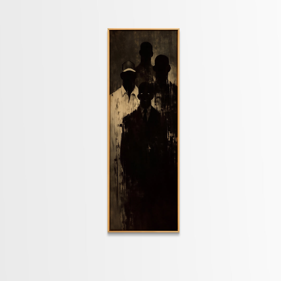 Shadowed African Men In Suits And Ancestral Light Wall Art, Black Culture Portrait, Moody Masculine Office Decor Gift For Him