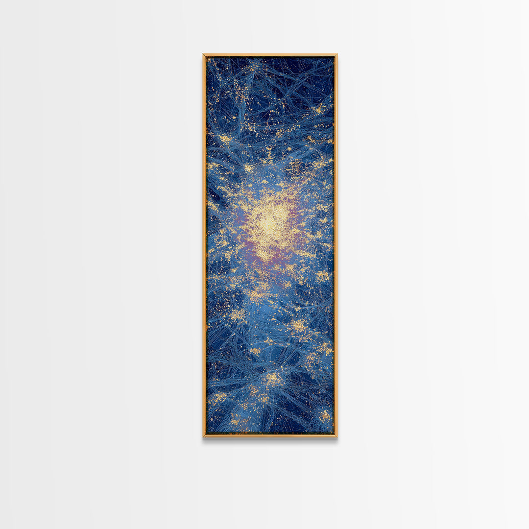 Blue Gold Abstract African Wall Art, Radiant Cosmic Canvas Print, Modern Textured Energy Decor, Luxury Home Decor Gift, Statement Piece