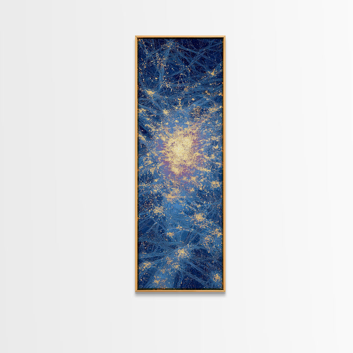 Blue Gold Abstract African Wall Art, Radiant Cosmic Canvas Print, Modern Textured Energy Decor, Luxury Home Decor Gift, Statement Piece