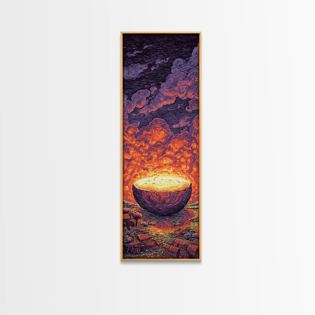Glowing Celestial Bowl Beneath Fiery Clouds, Canvas Print, Abstract Wall Art, Dreamy Decor, Modern Home Decor Gift For Living Room