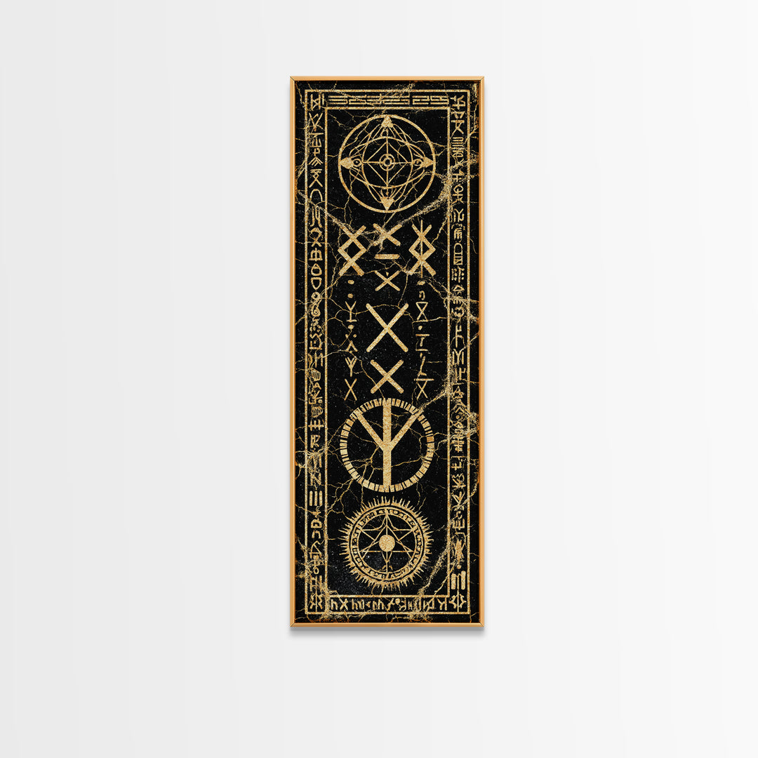 Ancient Golden Sigil With Sacred Geometry, Canvas Print, Mystical Wall Art, Spiritual Decor, Gothic Home Decor Gift For Altar Room