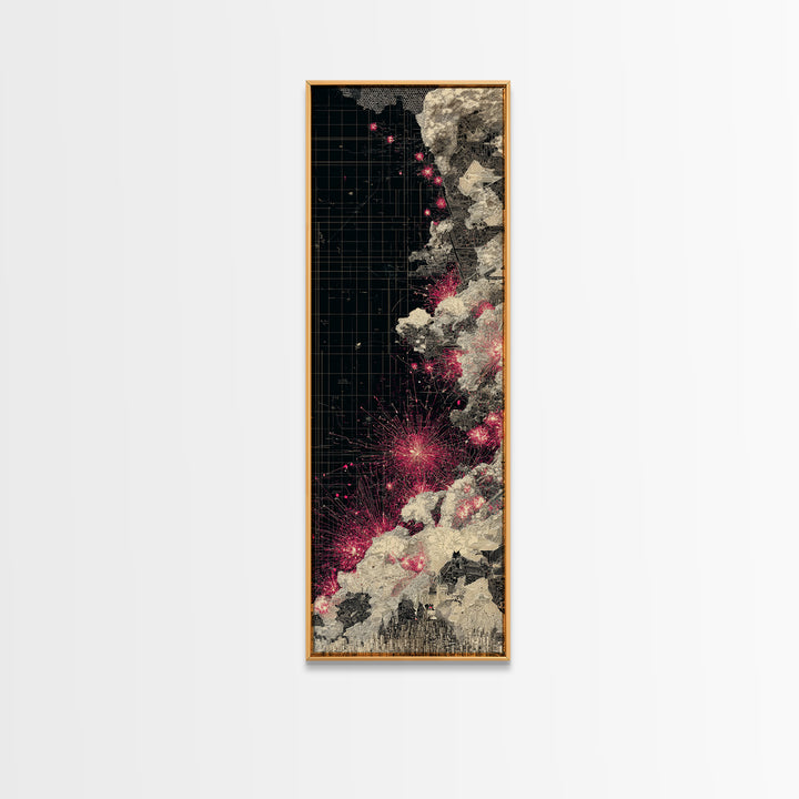 Black Pink Cosmic Map Wall Art, Abstract African Landscape Canvas Print, Modern Digital Art, Urban Statement Home Decor Gift