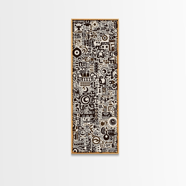Bold Monochrome Symbols And Tribal Pattern Collage, Canvas Print, Abstract Wall Art, Geometric Decor, Modern Home Decor Gift