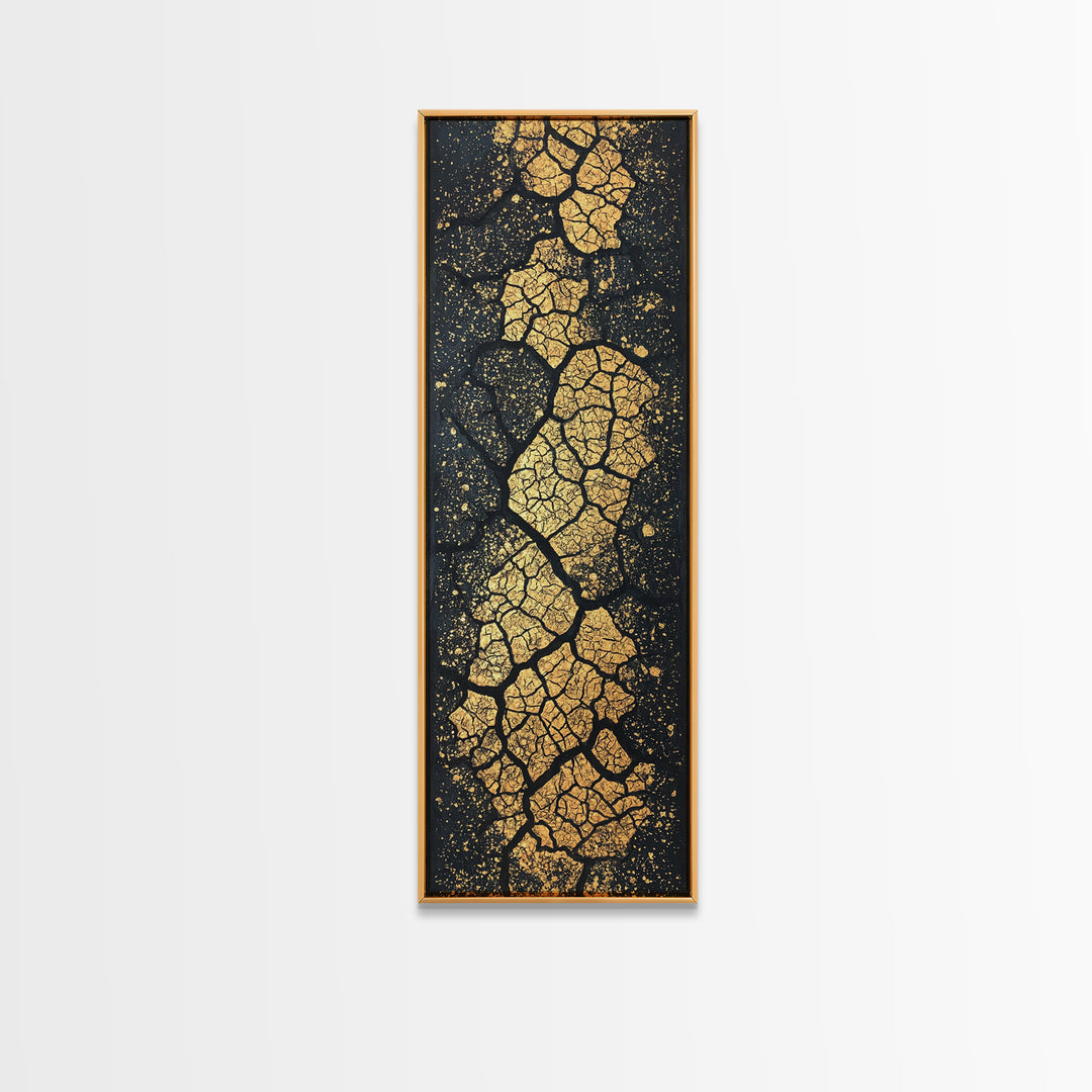 Gold Cracked Earth African Wall Art, Abstract Texture Canvas Print, Black And Gold Design, Modern Statement Home Decor Gift