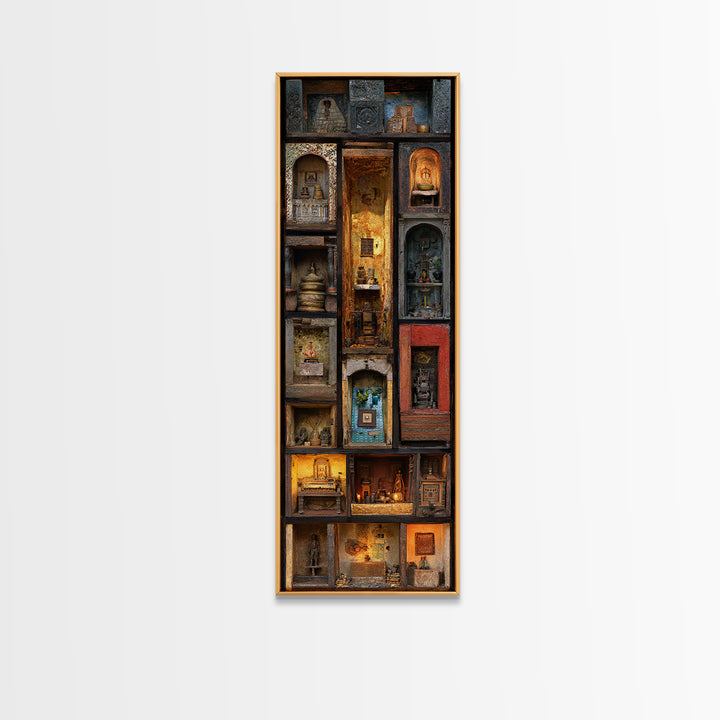 Glowing African Shrine Cabinet Wall Art, Ancestral Niches Canvas Print, Spiritual Cultural Decor, Unique Home Decor Gift